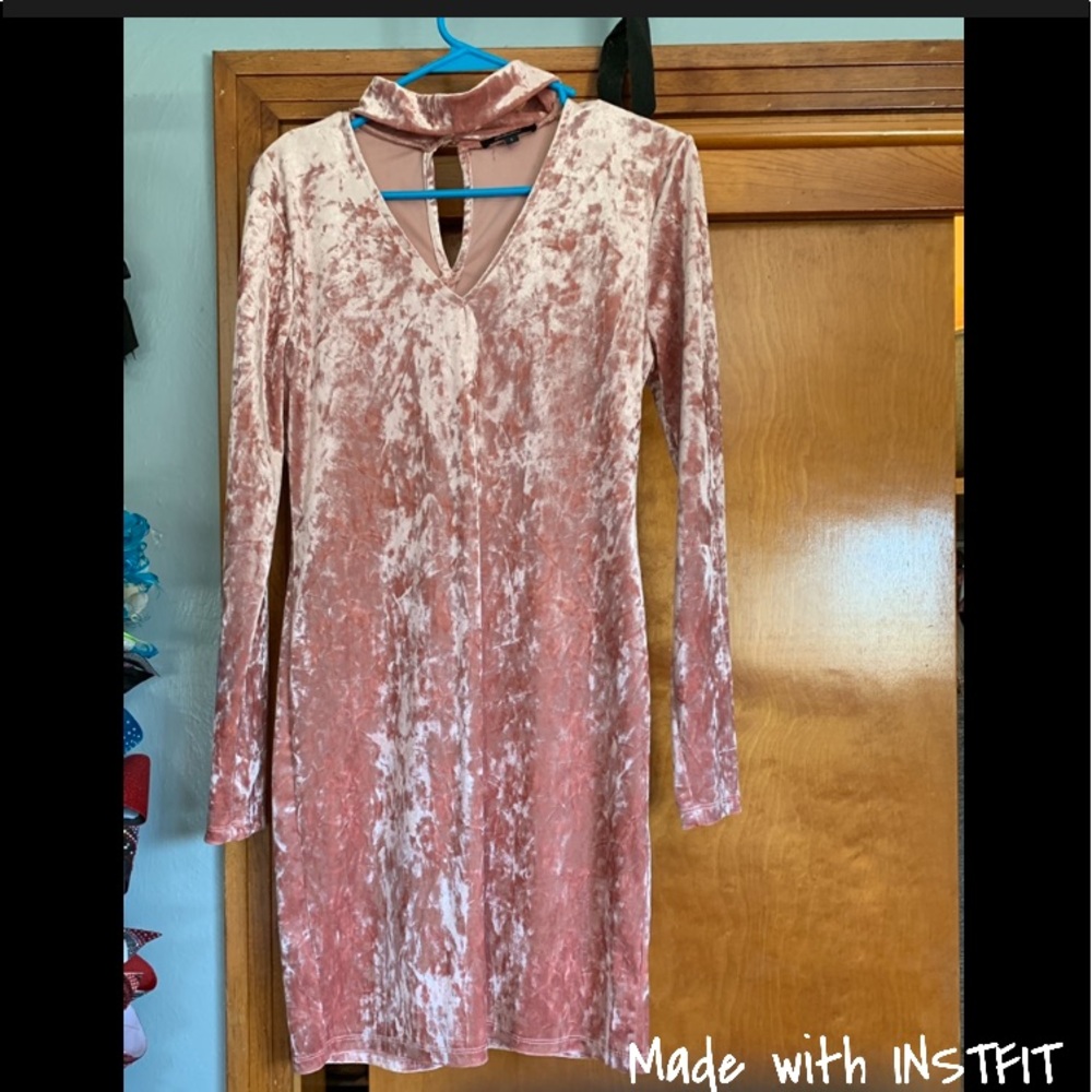 Pink velvet dress